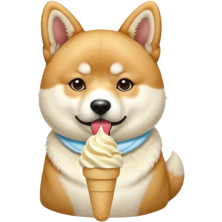 Japanese akita inu eating icecream emoji