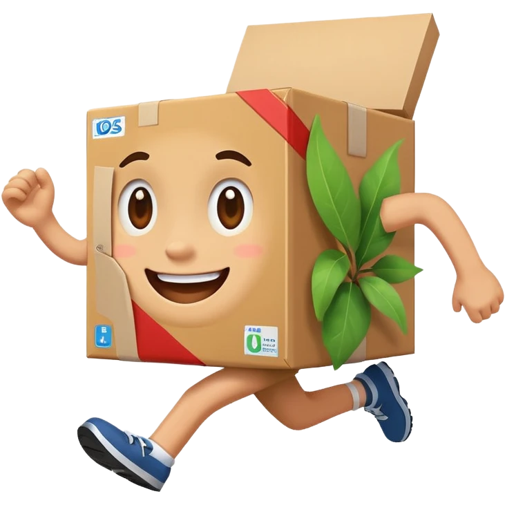Make an picture of an cute box running to school emoji