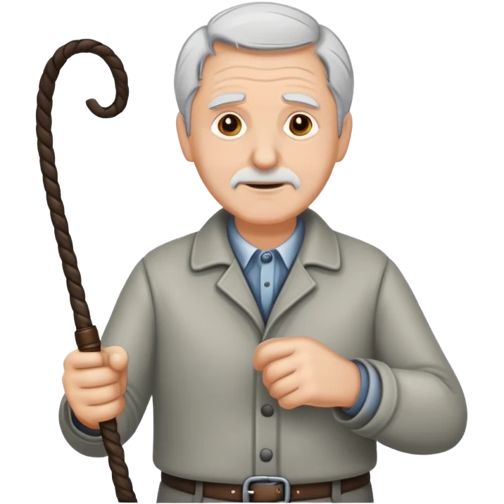 Old white guy holding a whip emoji