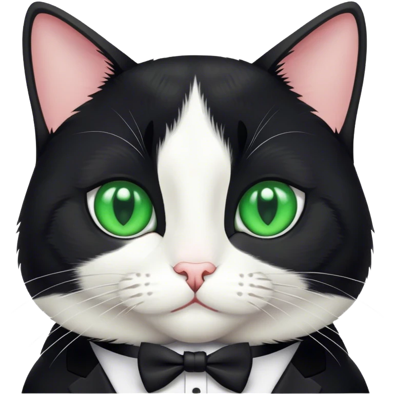 tuxedo cat green eyes emoji