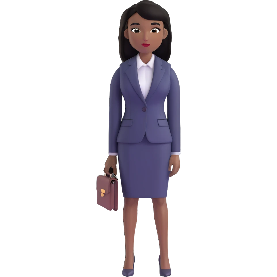 Accomplished African female executive with long straight black hair, sharp business attire, commanding presence emoji