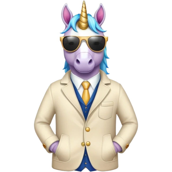Unicorn wear coatsuit and wear sunglasses  emoji