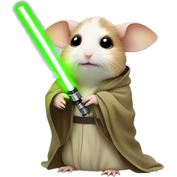 hamster as yoda with lightsaber emoji