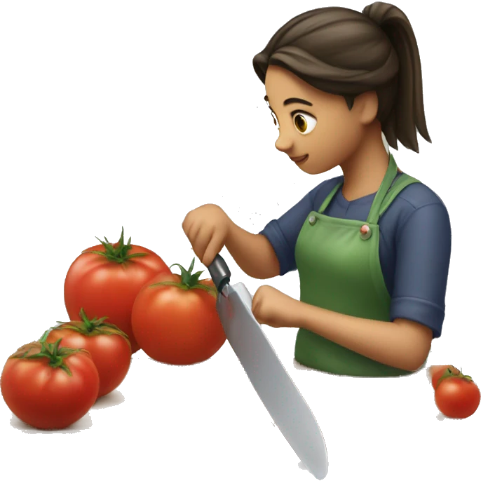 girl chopping tomatoe emoji