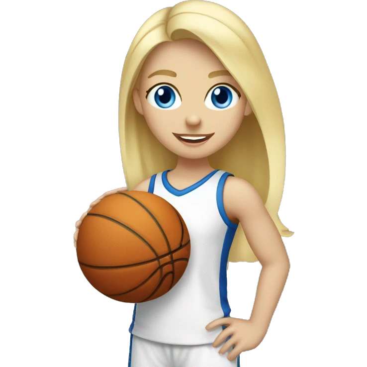 white blond girls playing basketball wih blue eyes blonde hai emoji