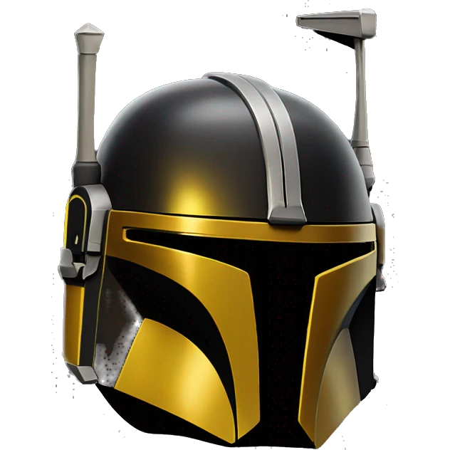 black and yellow mandalorian helmet with antenna emoji
