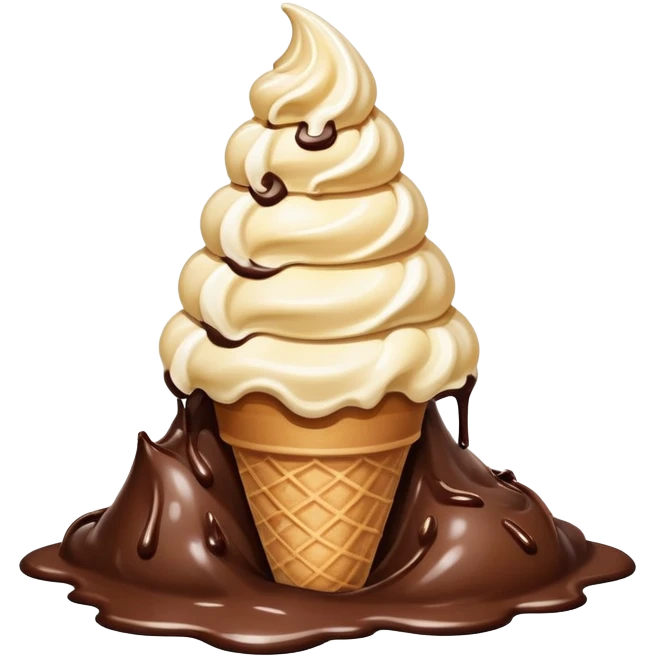 Ice cream cone on top of a pile of dog shit emoji