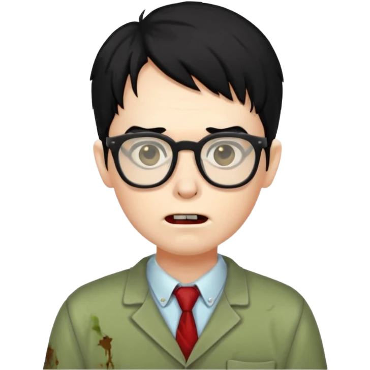 Zombie nerd cabelo preto emoji