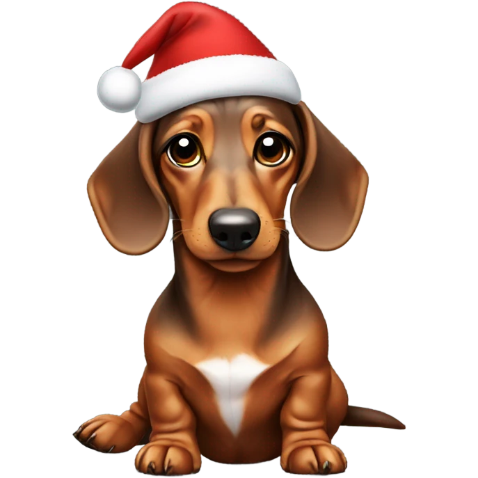 Dachshund with a Christmas hat  emoji