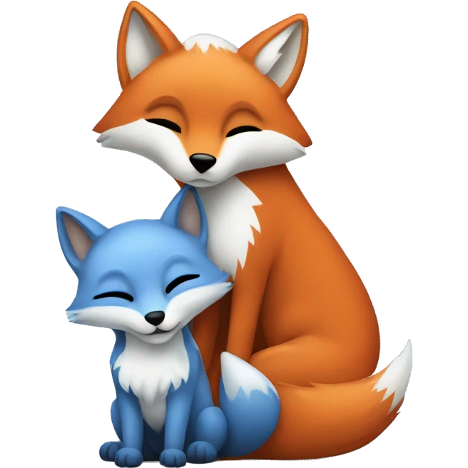 Mom Fox whit baby blue fox emoji