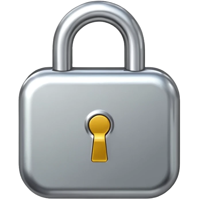 Chrome silver lock emoji, iOS emoji style, smooth metallic surface, rounded edges, reflective highlights, minimalistic emoji