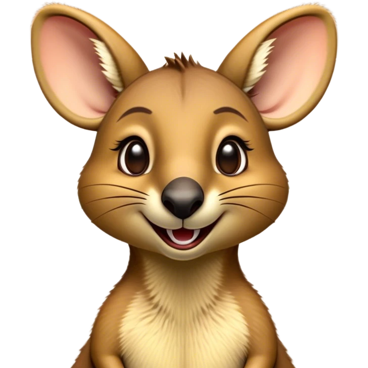 Cinematic Comical Wallaby Portrait Emoji, Head tilted dramatically with an exaggeratedly amused expression, featuring a striking tan and brown fur with wide, expressive eyes filled with playful disbelief, Simplified yet hilariously expressive features, highly detailed, glowing with a slightly sassy glow, high shine, dramatic yet playful, stylized with an air of cheeky outback mischief, bright and endearing, soft glowing outline, capturing the essence of a spirited and over‐the‐top wallaby, so meme‐worthy it feels like it could bounce its way into internet fame instantly! emoji