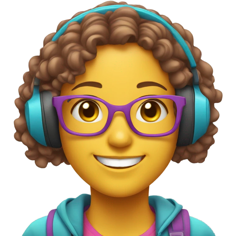 happy girls with earphones emoji