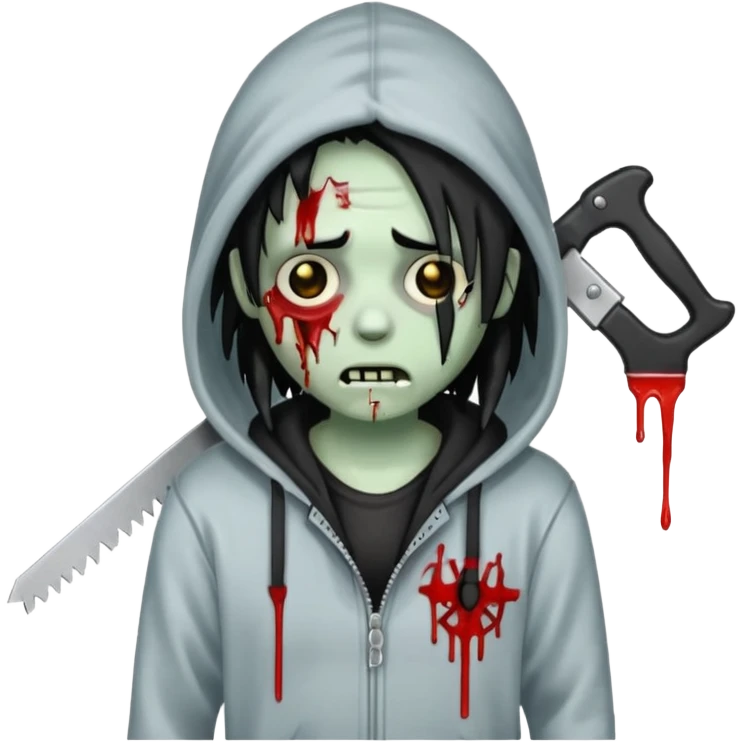 trap hood zombie emoji with saw and drip and emo black hair with dreads  emoji