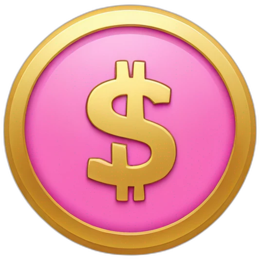pink coin with gold dollar sign emoji