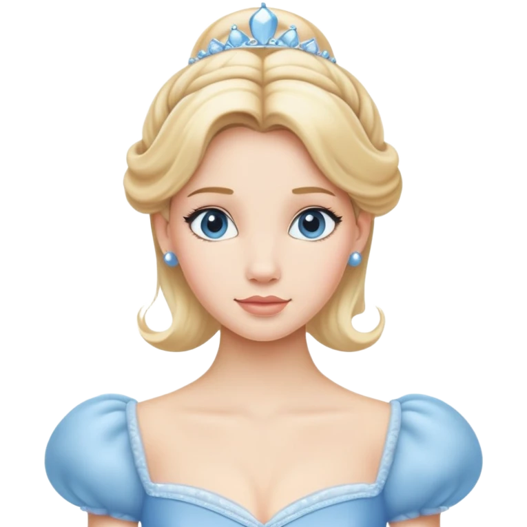 Cinderella from hips up, light blue ballgown, blonde hair, minimal style but clearly recognizable emoji
