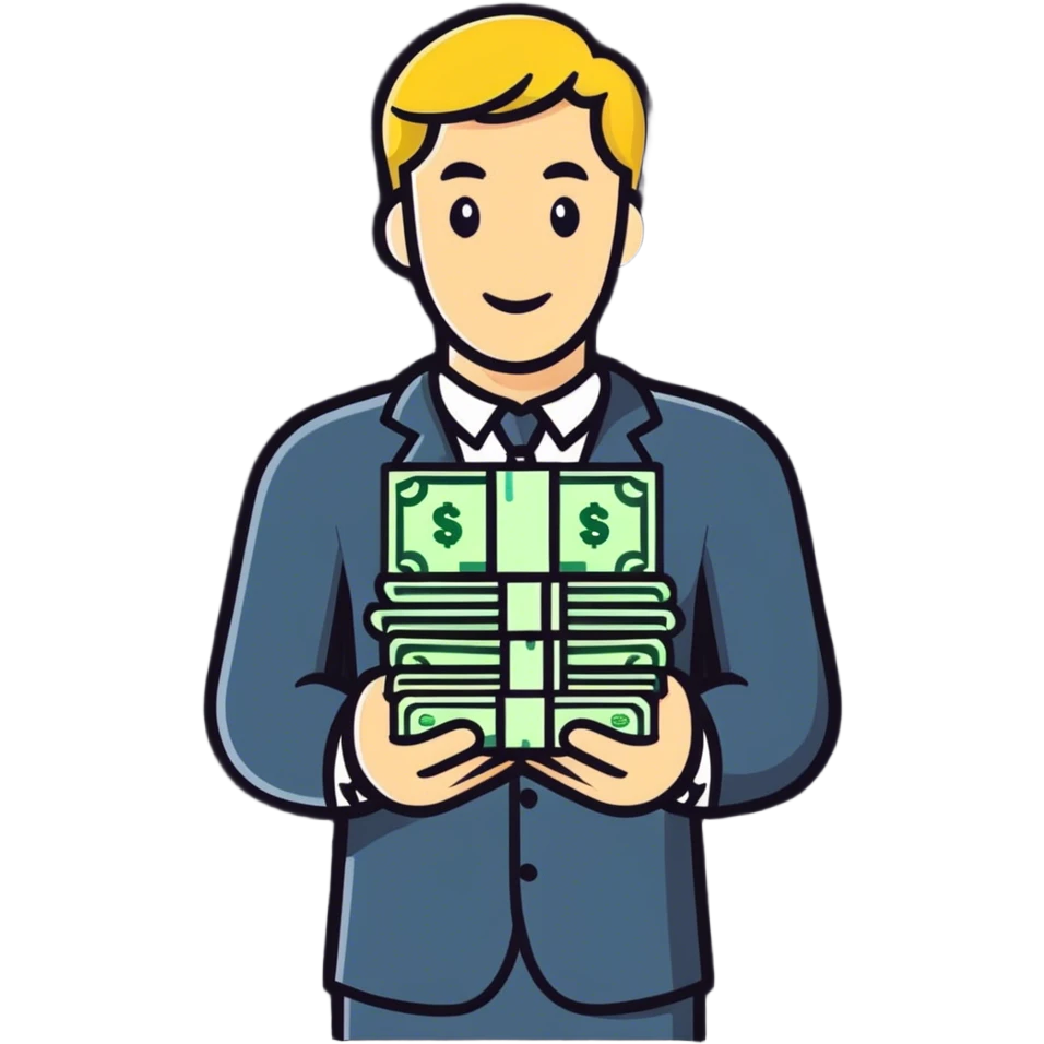 male portrait in outdoor setting with money emoji