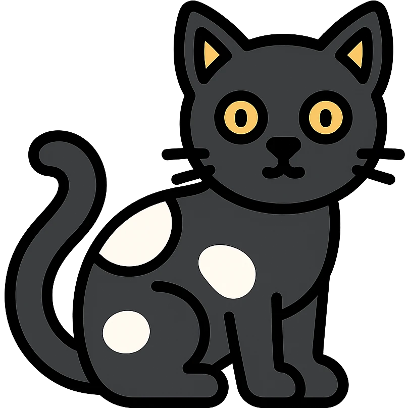 a black cat with white spots emoji