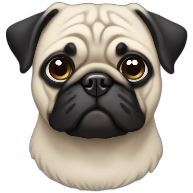 Black haired pug dog emoji