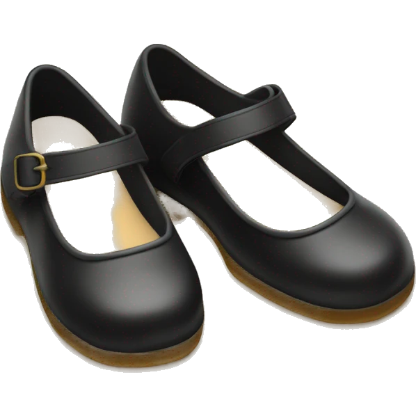 Pair of Black Mary Jane’s flat schoolgirl shoes emoji