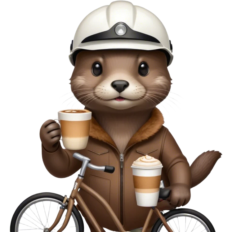 Otter mit Fahrrad Helm und Cappuccino  emoji