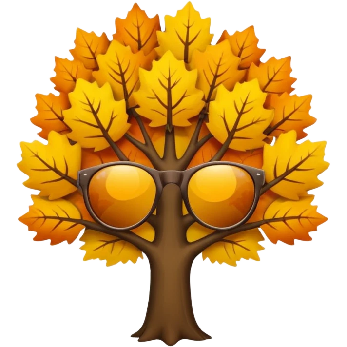 autumn trees in sunglasses lens emoji
