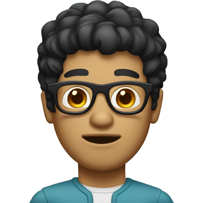 Figure an ugly man with black hair and glasses. The man's skin color should be white. His hair should fall out in the middle and there should be very little hair. emoji