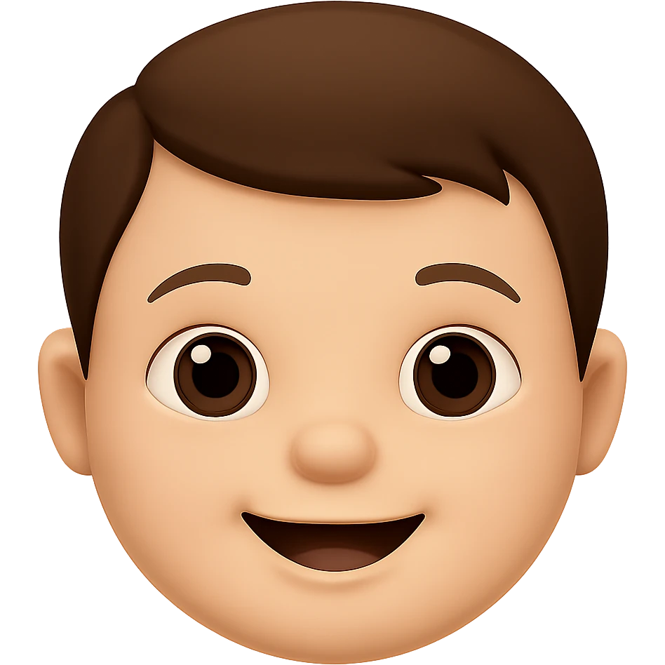 Edit the emoji style baby to have brown hair with no background. Keep the emoji style consistent and the background transparent. emoji
