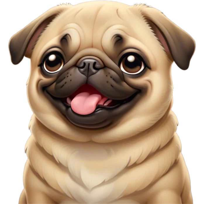 Cinematic Cute Yawning Fawn Pug Portrait Emoji, Head tilted slightly with a dramatic, wide-open yawn, showcasing a soft fawn coat with a velvety texture, floppy ears slightly drooping, round dark eyes barely open in drowsy contentment, Simplified yet irresistibly adorable features, highly detailed, glowing with a soft, cozy glow, high shine, relaxed yet expressive, stylized with a touch of whimsy, bright and endearing, soft glowing outline, capturing the essence of a sleepy yet affectionate companion, so drowsy it feels like it could stretch out of the screen and curl up for a nap! emoji