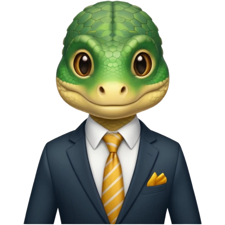 cute reptile with tie & suit emoji