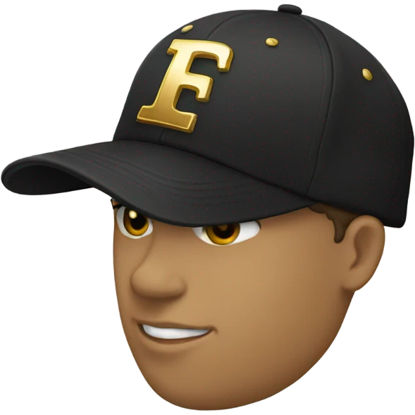 Black baseball cap with gold trim  emoji