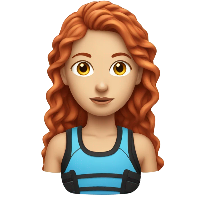 Red haired, blue eyed girl wakeboarding  emoji