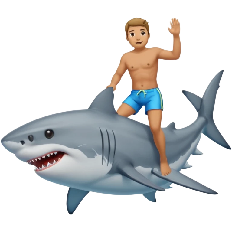 Man riding shark emoji