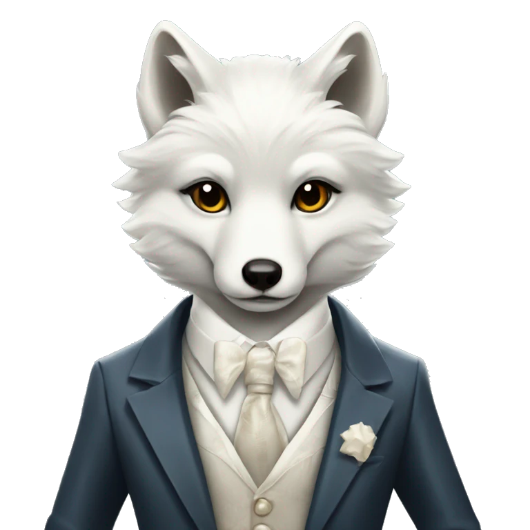 arctic fox, fancy artdeco suit emoji