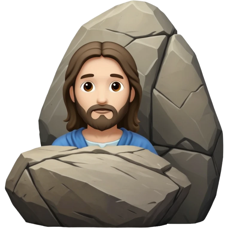 Jesus behind a large boulder  emoji