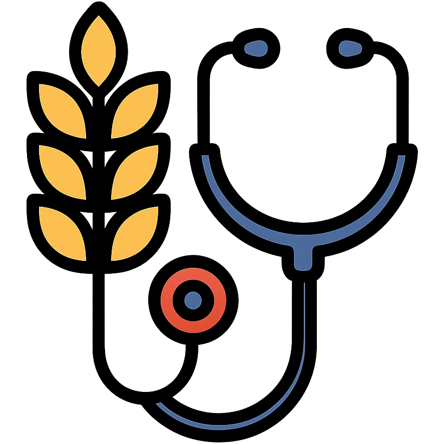 wheat stalk and medical stethoscope merged into one color outline icon emoji