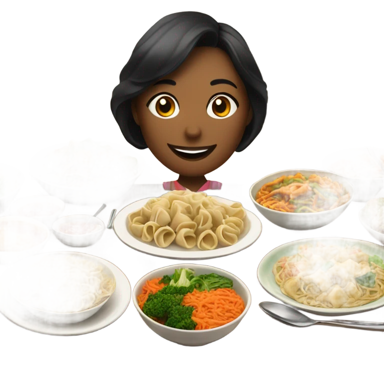Woman eating Chinese buffet  emoji