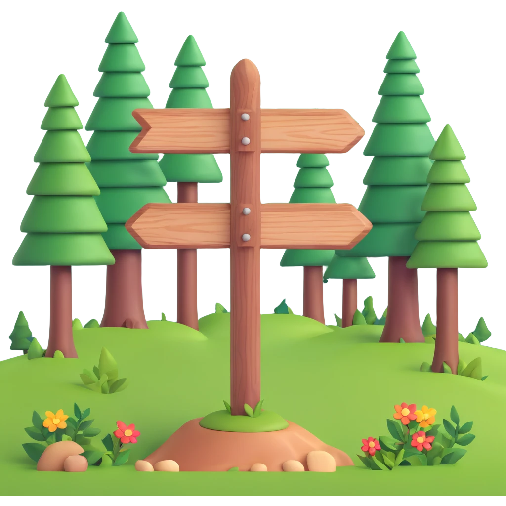 wooden signpost in forest emoji