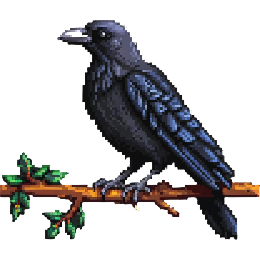 Crow perched on a branch emoji