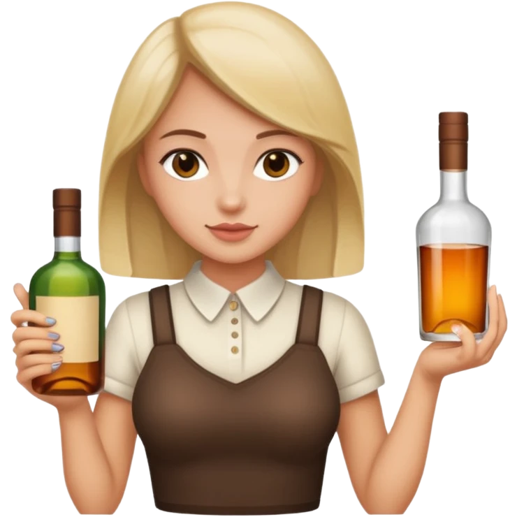 Girl holding liquor bottles  emoji