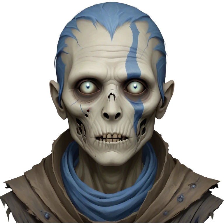 Cinematic Realistic WoW undead civilian Portrait, depicted with decayed yet noble features, his weathered, pallid skin etched with ghostly blue veins and ancient scars. Clad in modest, tattered attire in muted browns and greys that remain consistently rugged, his hollow eyes burn with determined defiance. Rendered with lifelike texture and dramatic natural lighting, high shine, noble and resilient, capturing the stoic spirit of an undead veteran of Azeroth. emoji