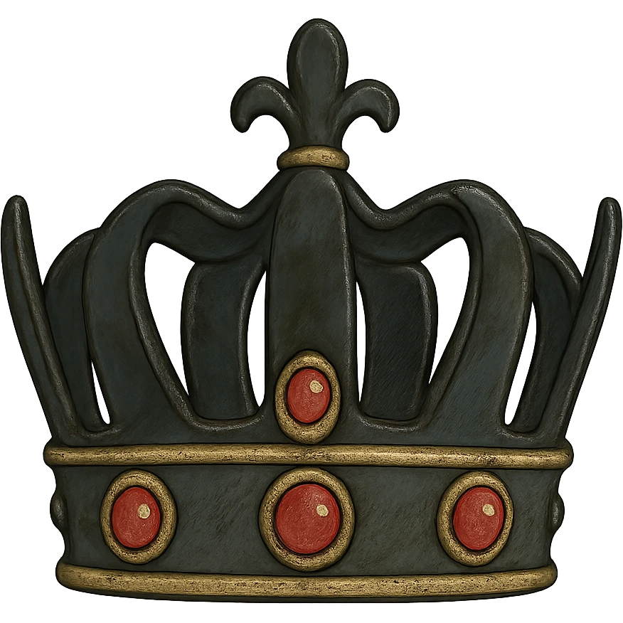 ghibli style black crown with red jewels emoji