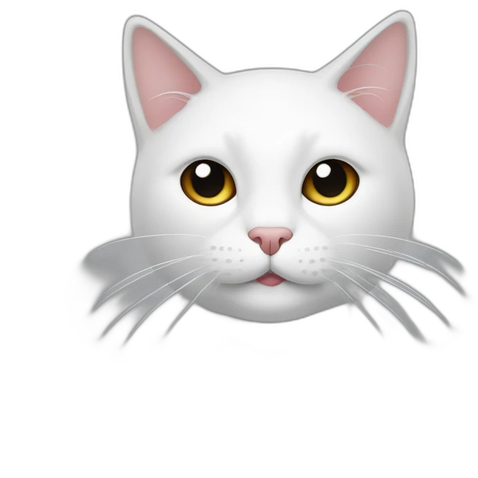 Gato color blanco con una linea negra en su cara de lado derecho emoji