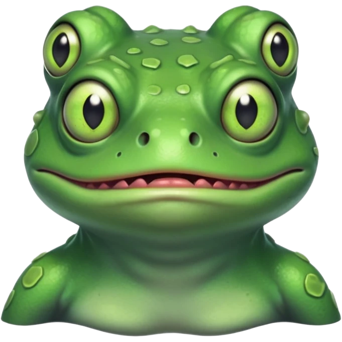 zombie frog portrait, head and shoulders only, slimy undead skin, glowing green eyes, funny creepy look, 3D cartoon, mobile game icon style, clean background, no text, no watermark
 emoji