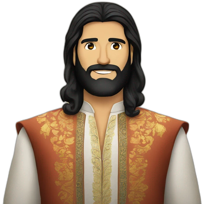 Kayvan Novak traditional clothes long hair very long beard emoji