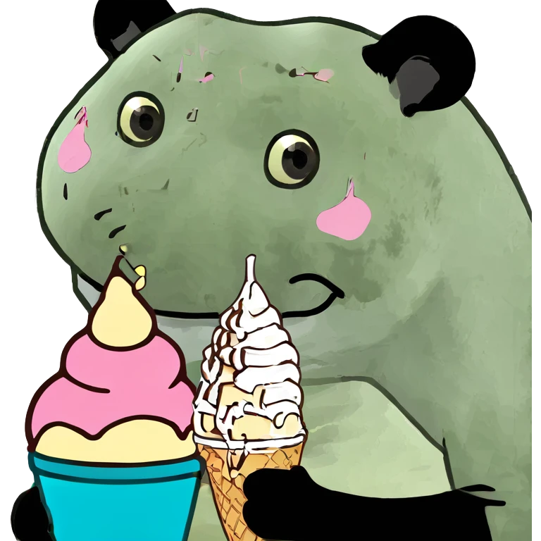 Panda eating ice cream emoji