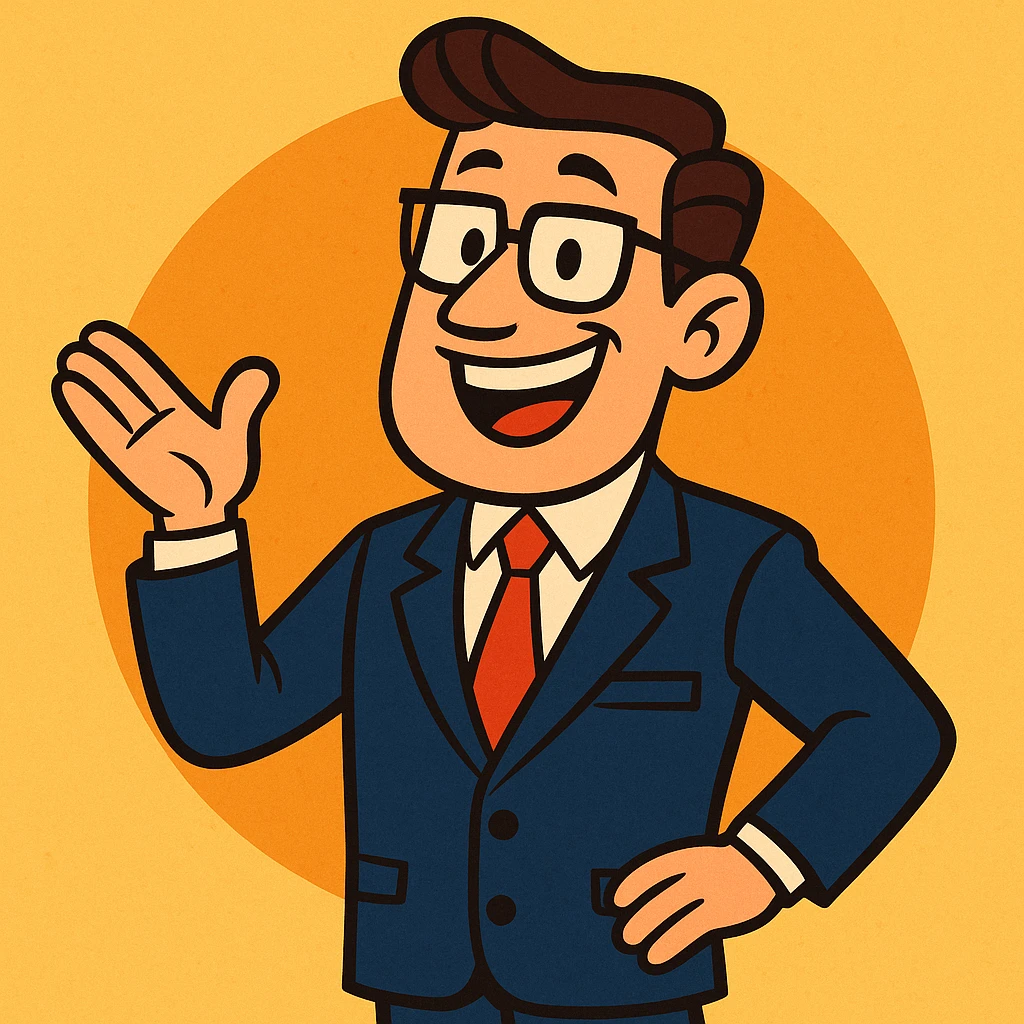 typical salesman wearing a suit with a friendly expression in cartoon style emoji