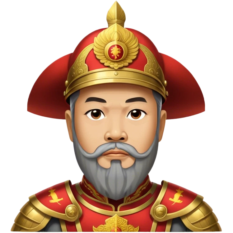 ​Cinematic Realistic Portrait of Trần Hưng Đạo, depicted as a revered Vietnamese general with his characteristic traditional Vietnamese beard and historic armor, his determined gaze illuminated by dramatic historical lighting that evokes his legendary martial spirit and leadership, emoji