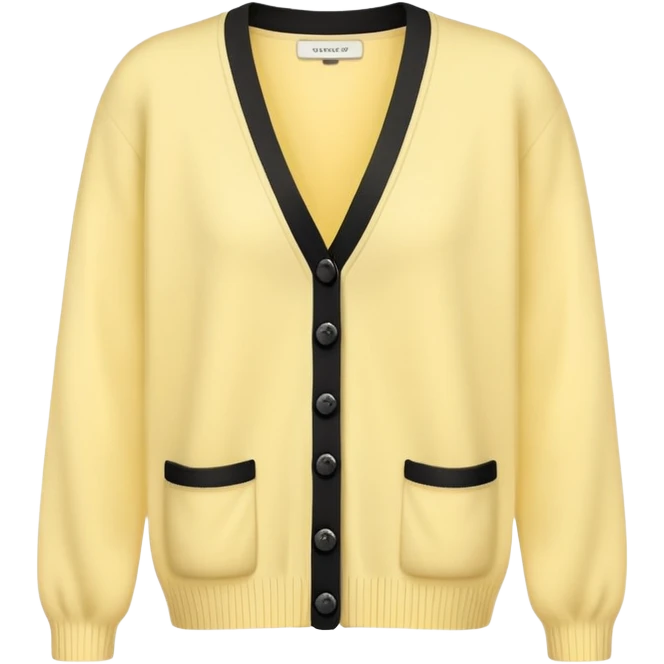 Pastel Yellow Cardigan with a line of black buttons  emoji