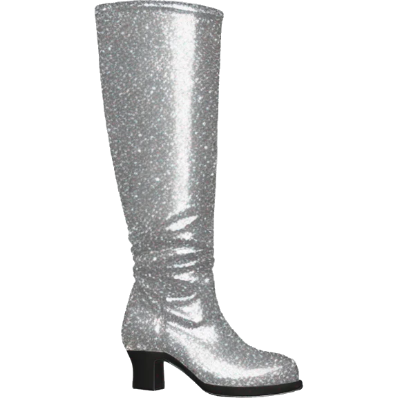 silver glittery knee high boots  emoji